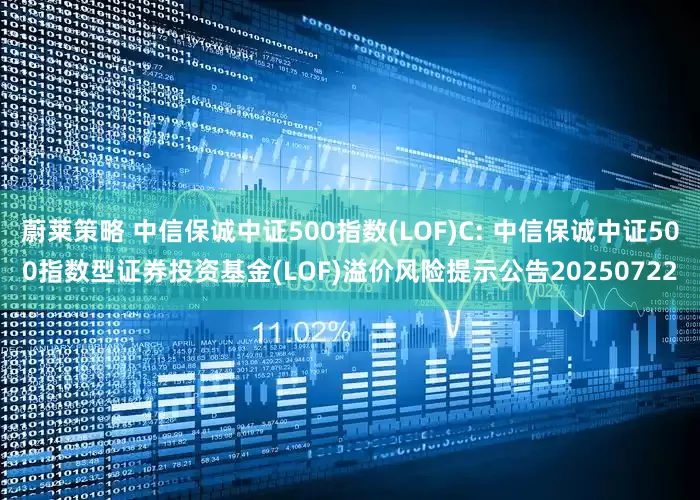 蔚莱策略 中信保诚中证500指数(LOF)C: 中信保诚中证500指数型证券投资基金(LOF)溢价风险提示公告20250722
